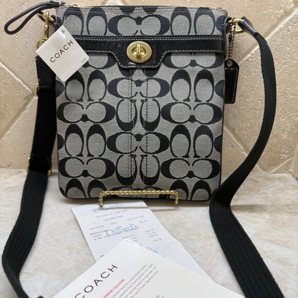 COACH NWT Signature Black/White Crossbody/Shoulder Bag - Picture 1 of 11
